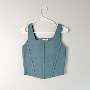 NWOT Listicle Boutique Blue Grey Corset Style Knit Crop Top Tank Size Large